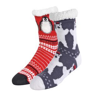 Polar Bear & Penguin 2-Pack Slipper Socks